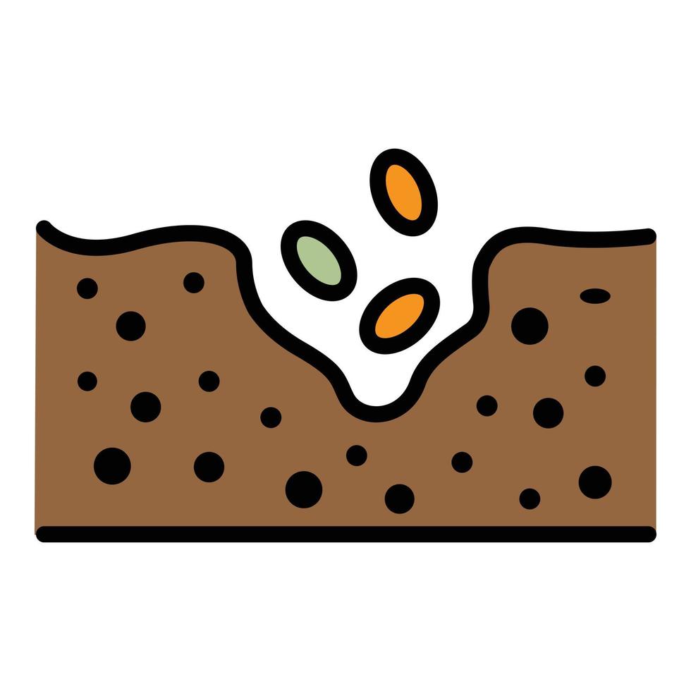 Seeds in the ground icon color outline vector