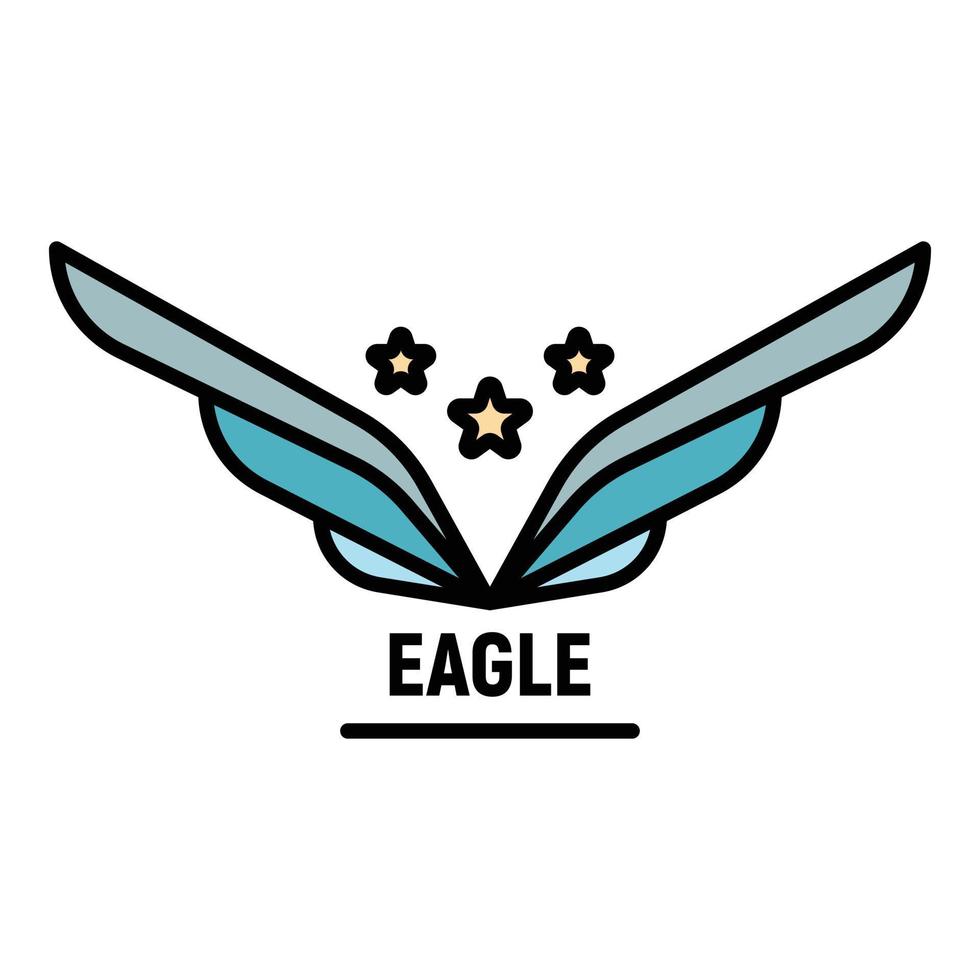 Star wings logo, outline style vector