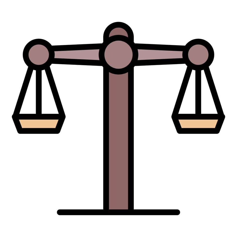 Judge balance icon color outline vector