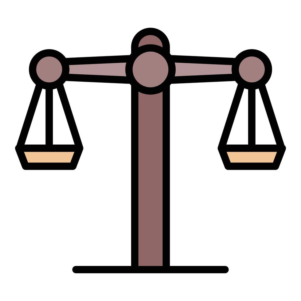 Judge balance icon color outline vector