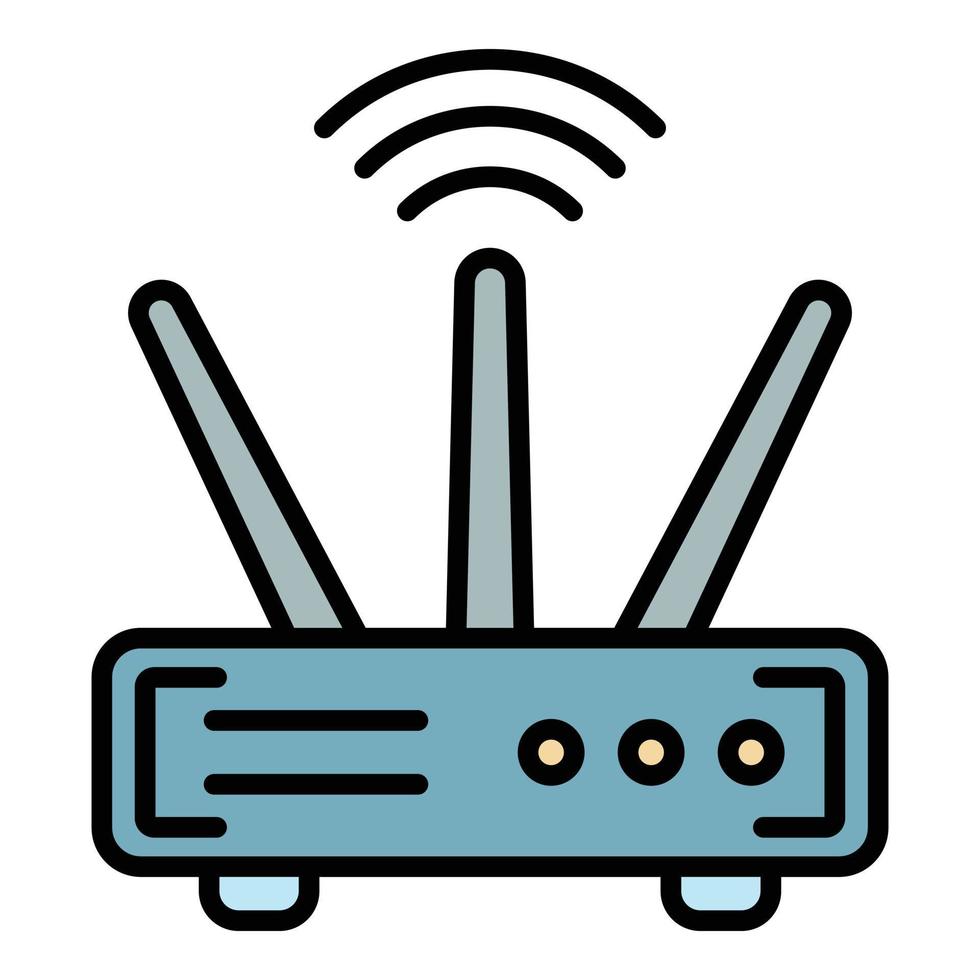 Wifi router icon color outline vector