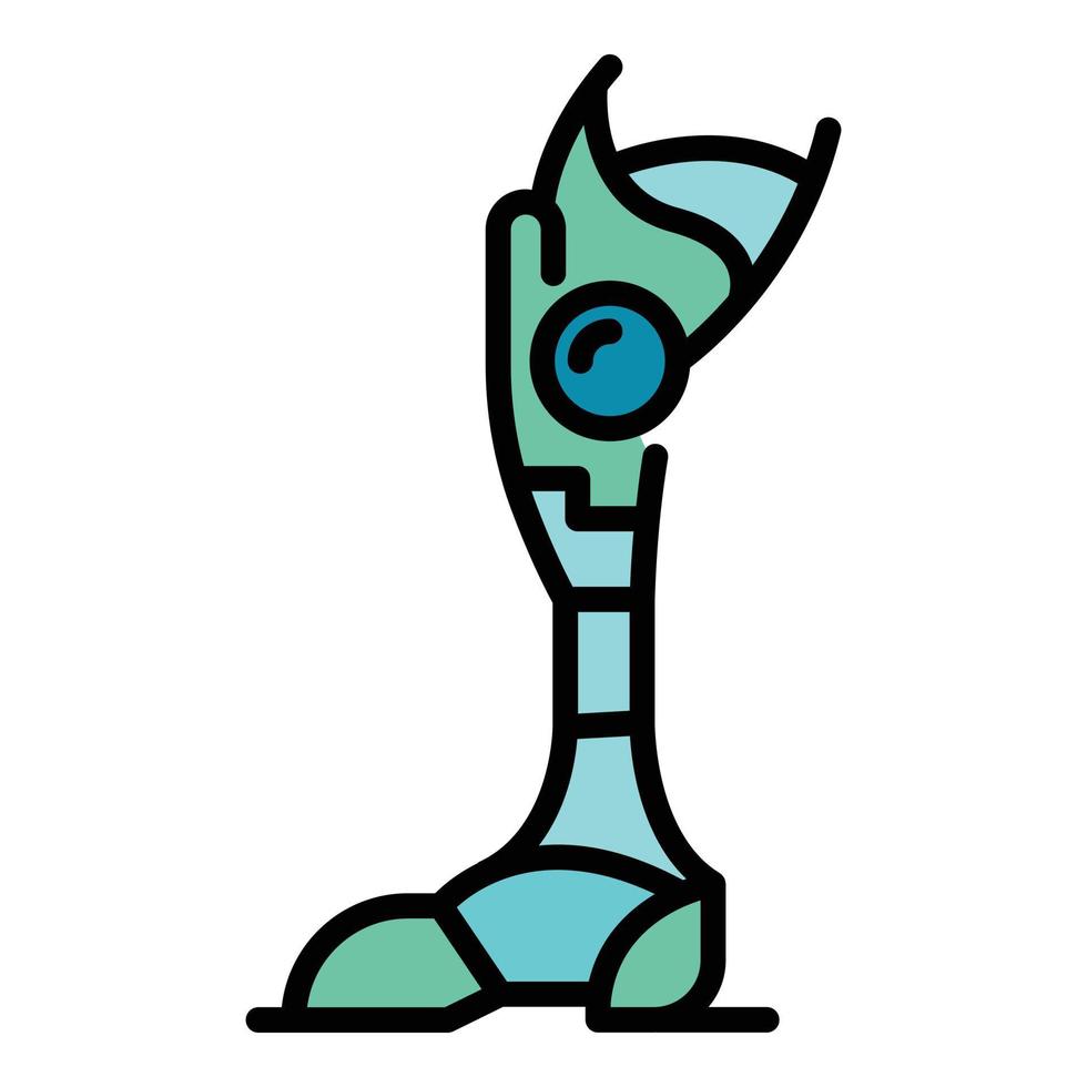Metal prosthetic leg icon color outline vector