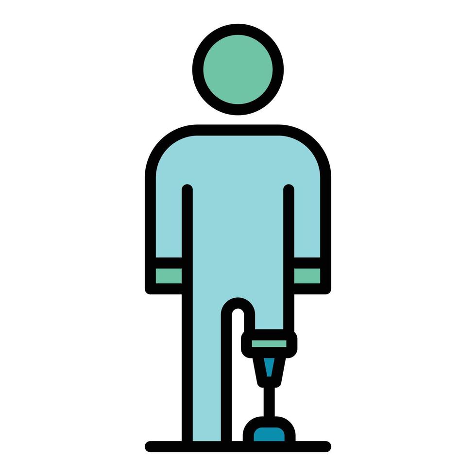 hombre con prótesis de pierna icono vector de contorno de color