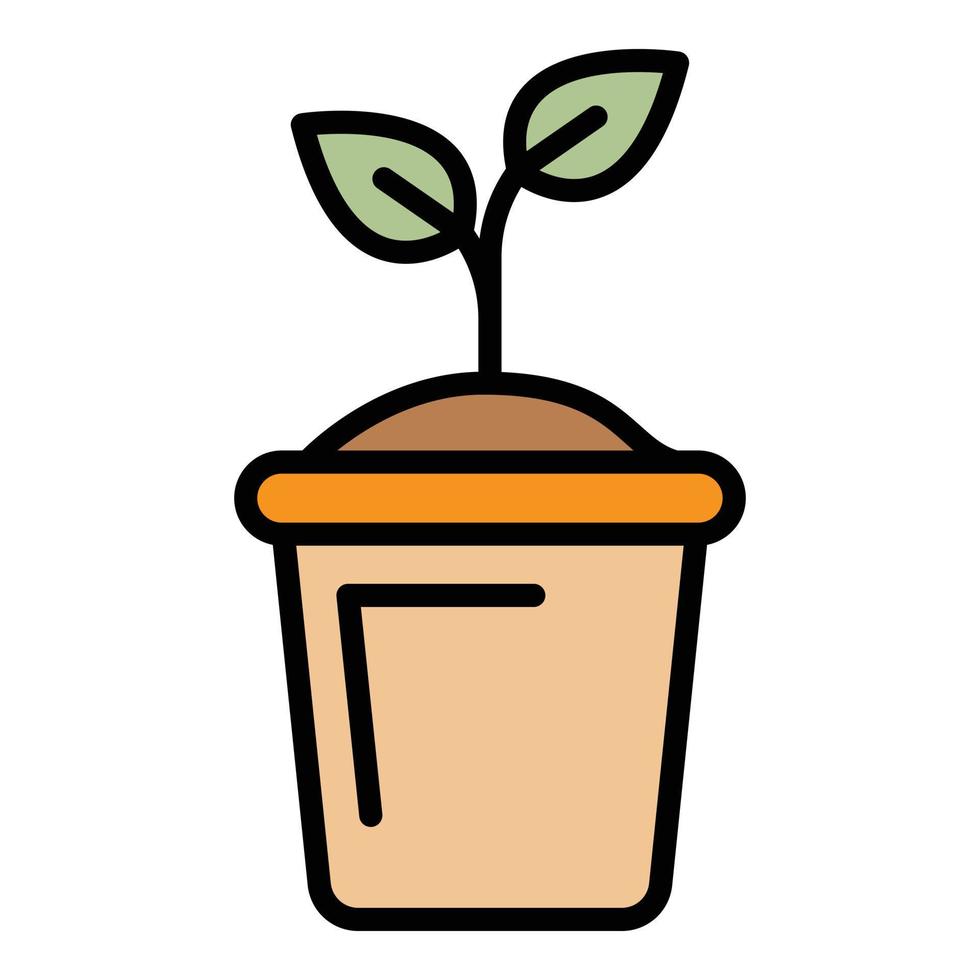 Plant in the pot icon color outline vector