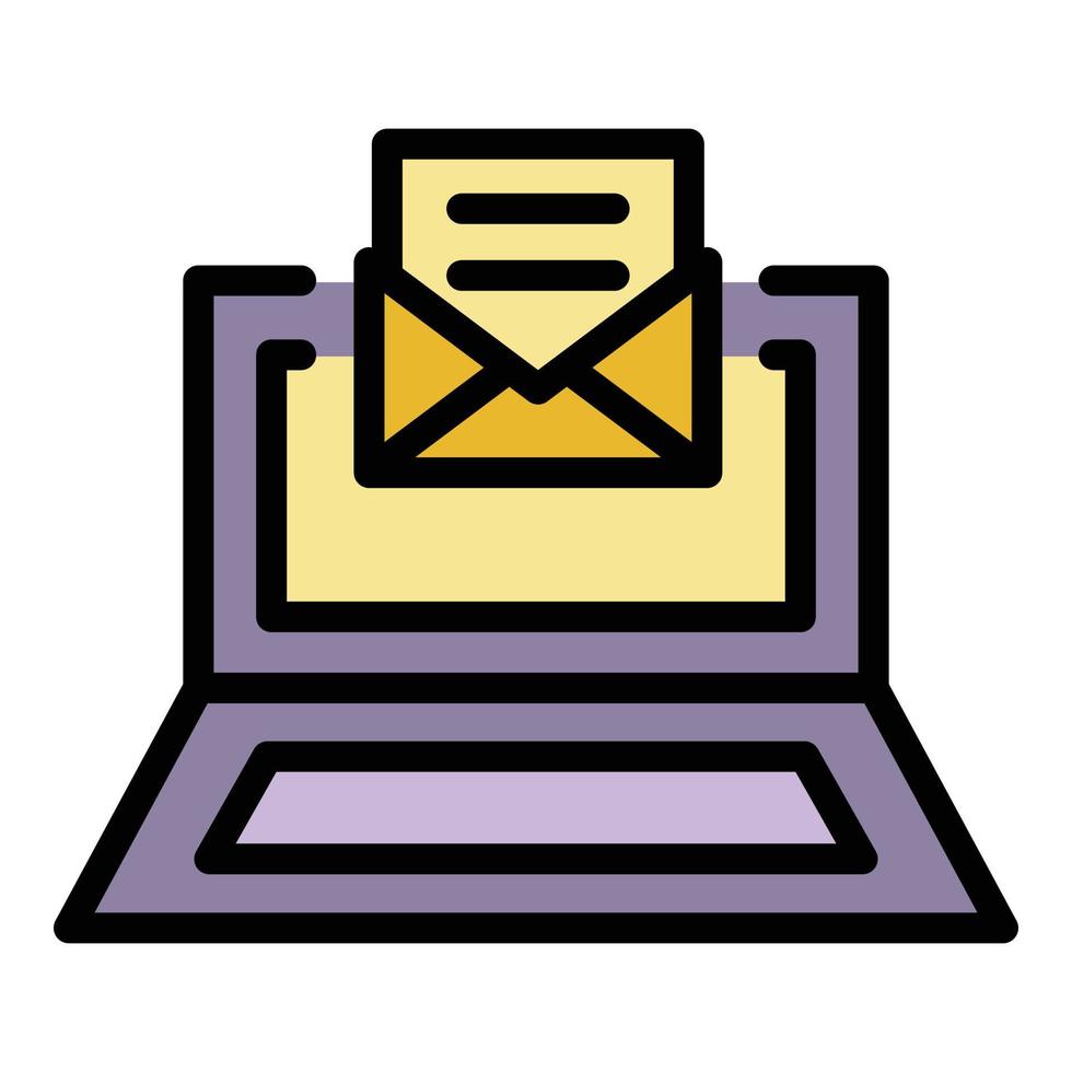 Inbox laptop icon color outline vector