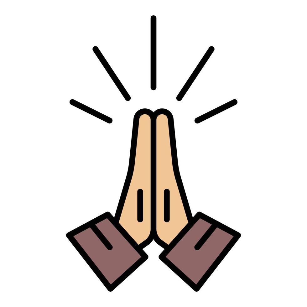 Hands folded in prayer icon color outline vector