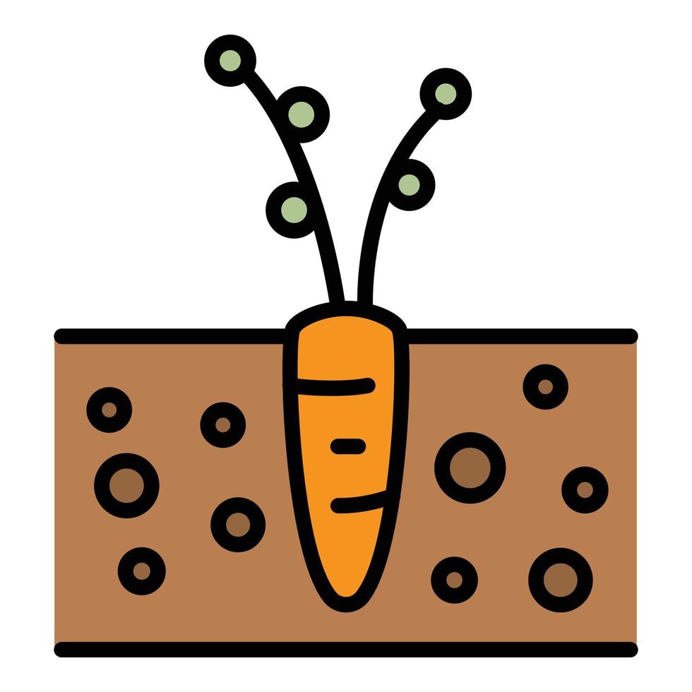 Carrot in the soil icon color outline vector