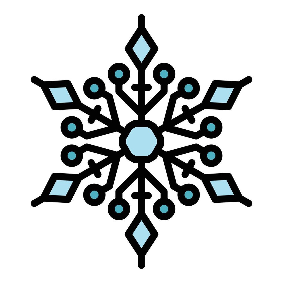 Snowflake monogram icon color outline vector