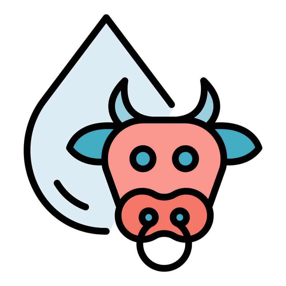 gota de leche vaca icono color contorno vector