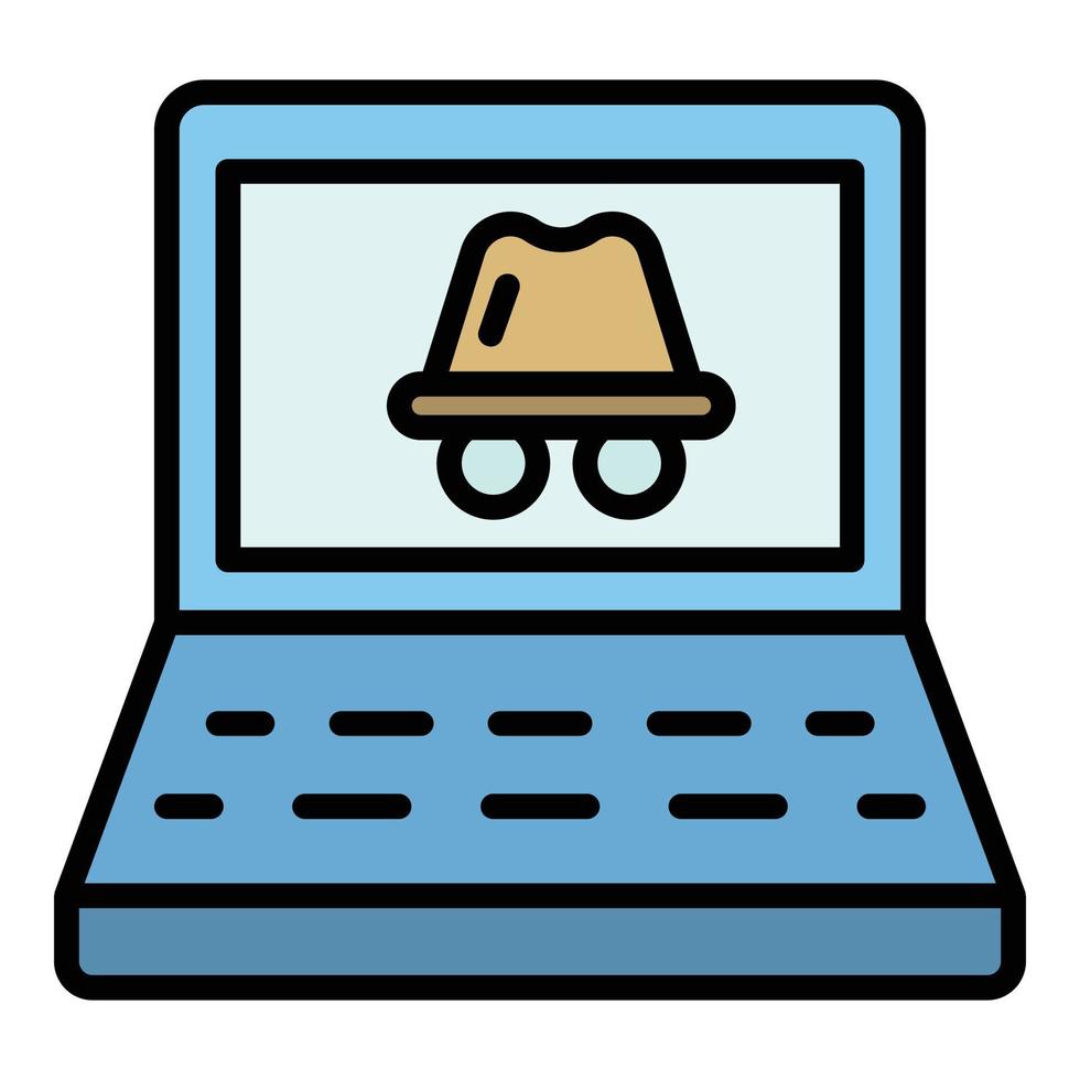 Laptop hacker attack icon color outline vector
