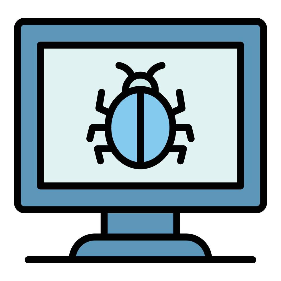 Computer bug icon color outline vector