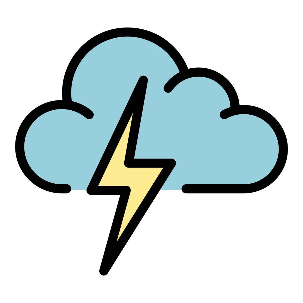 Lightning bolt cloud icon color outline vector
