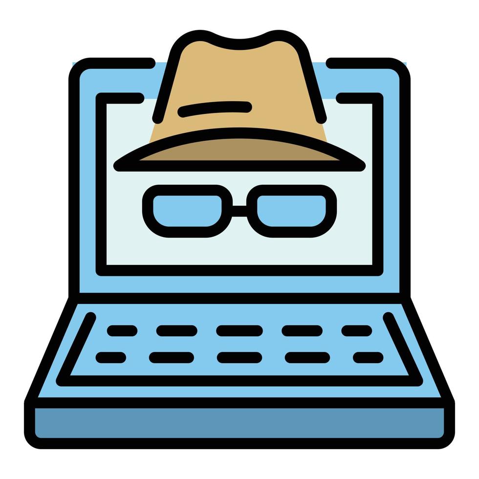 Laptop hacker icon color outline vector