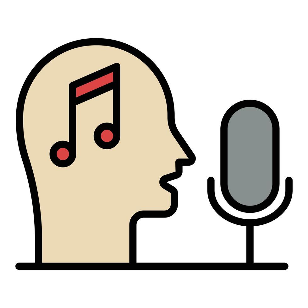 Head note microphone icon color outline vector
