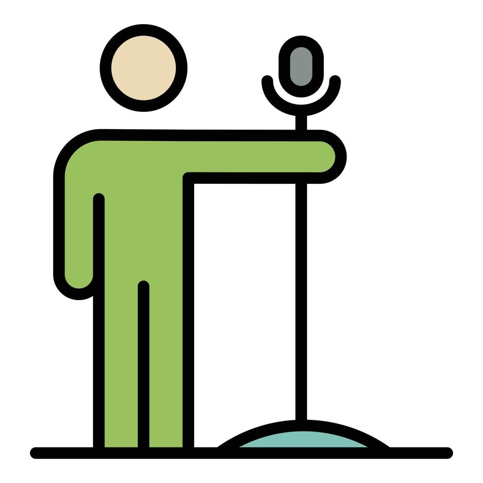 Guy with a microphone icon color outline vector