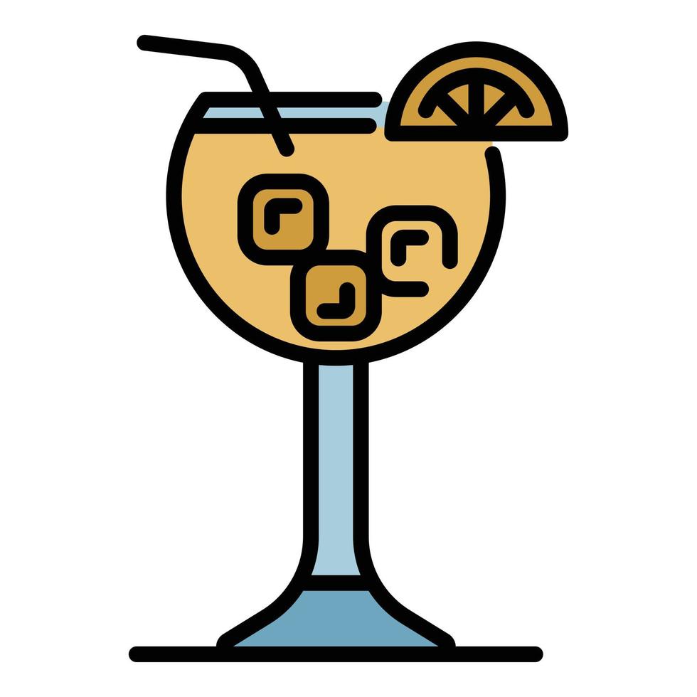 Cocktail icon color outline vector