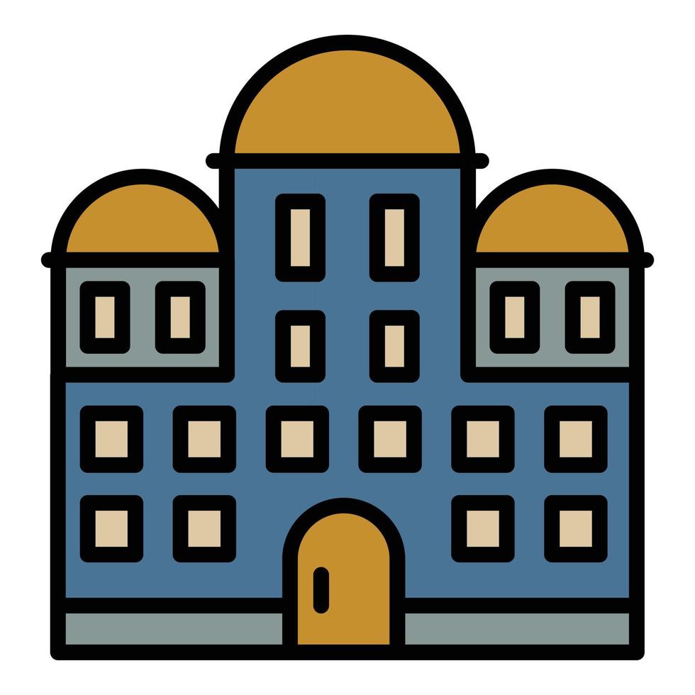 Temple building icon color outline vector