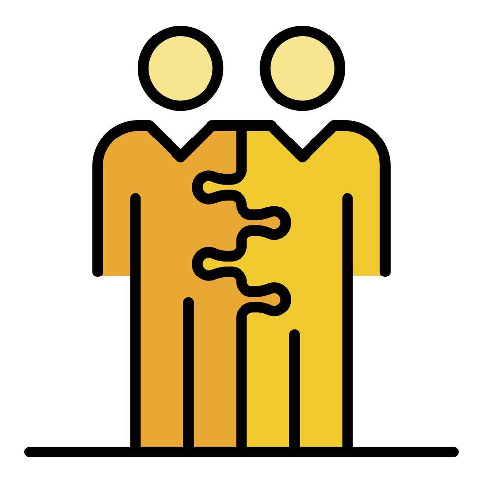 Two human figures in one icon color outline vector