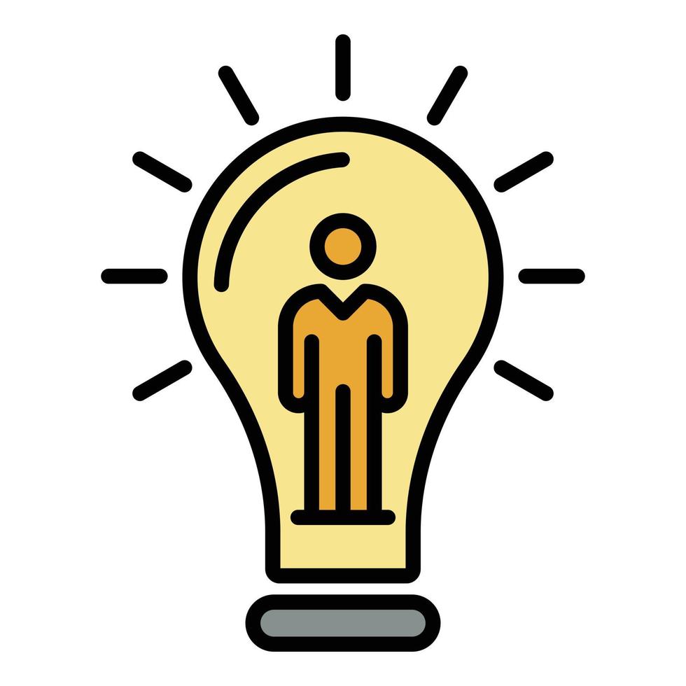 Man in a light bulb icon color outline vector