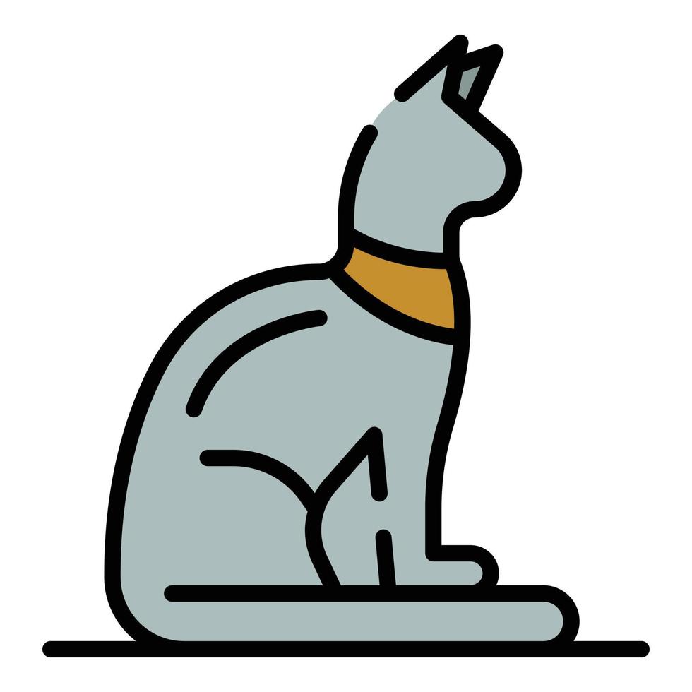 vector de contorno de color de icono de gato egipcio