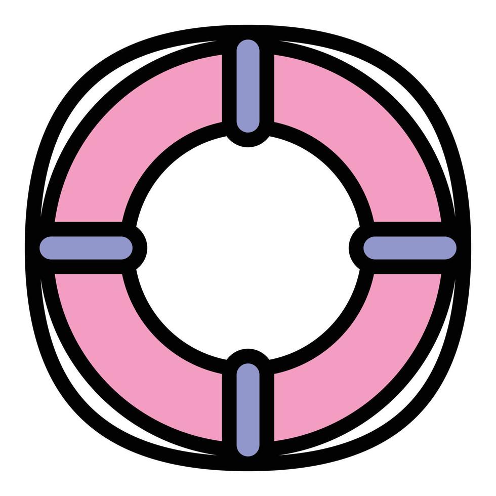 vector de contorno de color de icono de boya de vida de centro de servicio