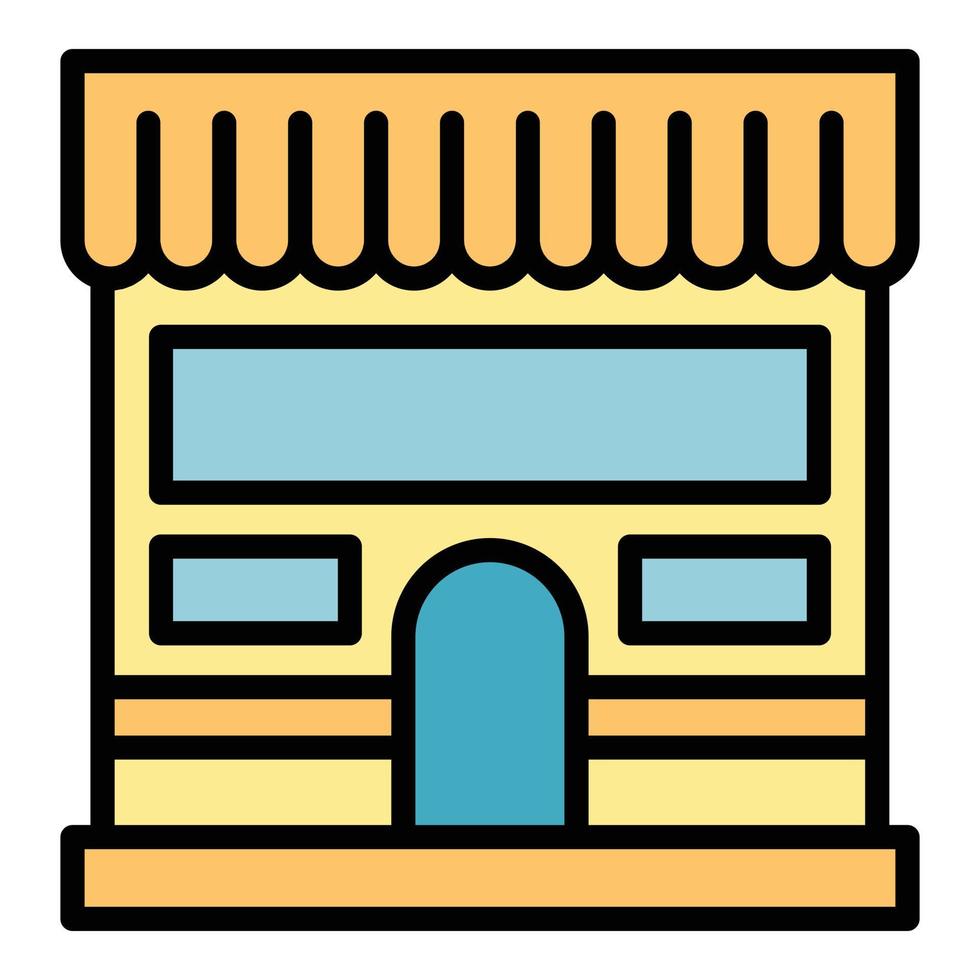 vector de contorno de color de icono de tienda de la ciudad