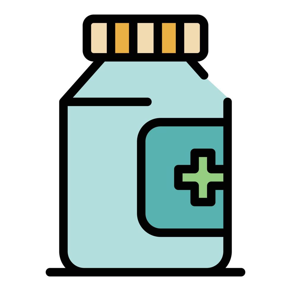 vector de contorno de color de icono de embalaje de píldora
