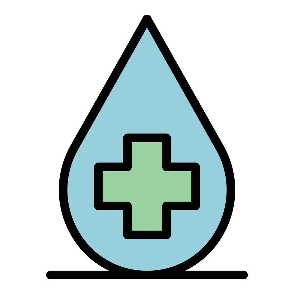 Medical cross in a drop icon color outline vector
