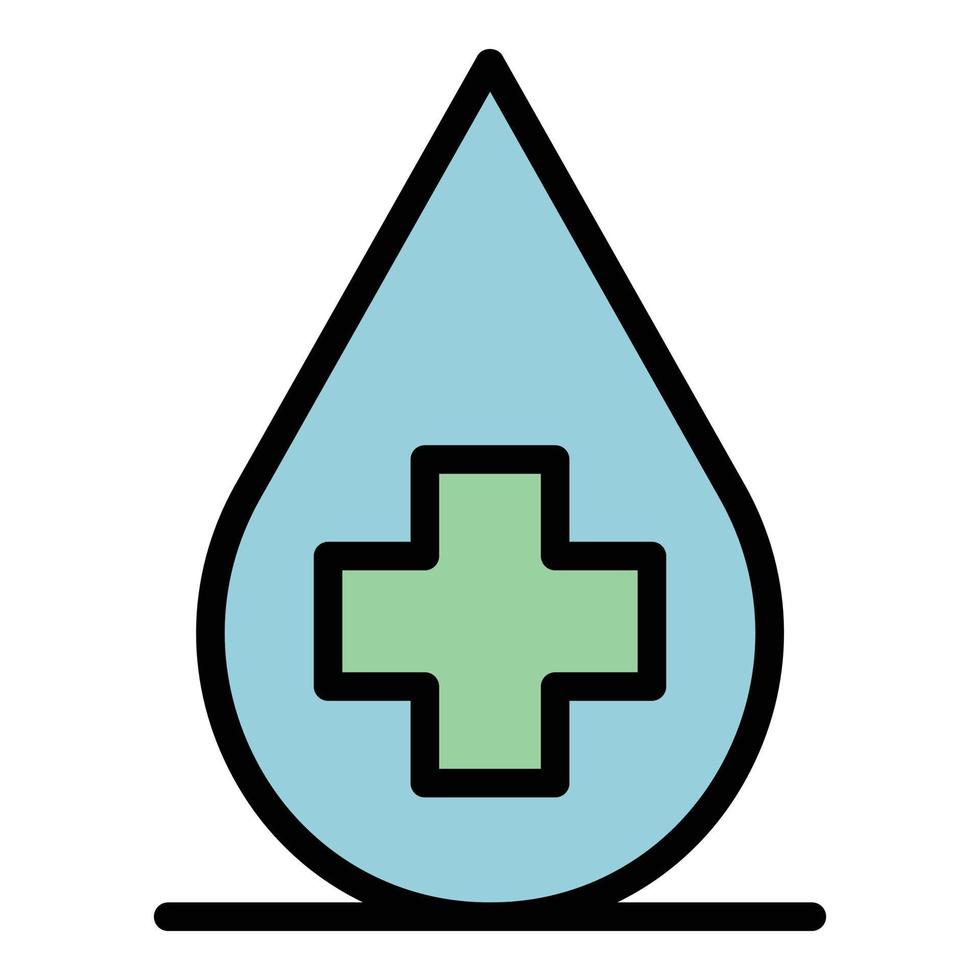 Medical cross in a drop icon color outline vector