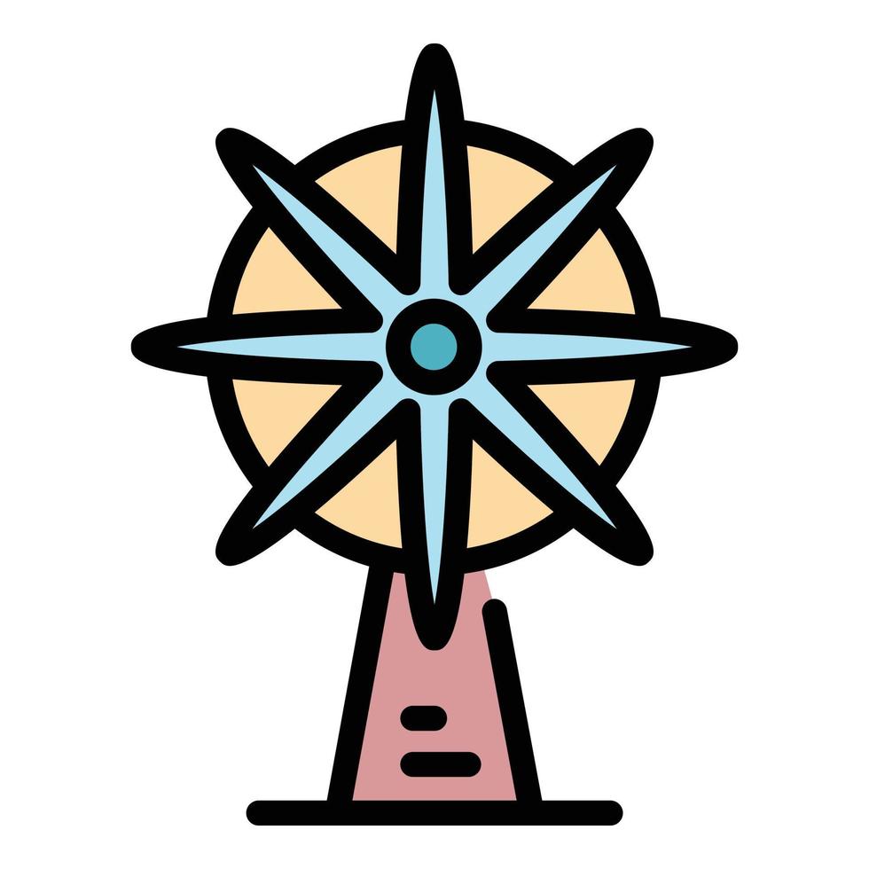 Rotating table fan icon color outline vector
