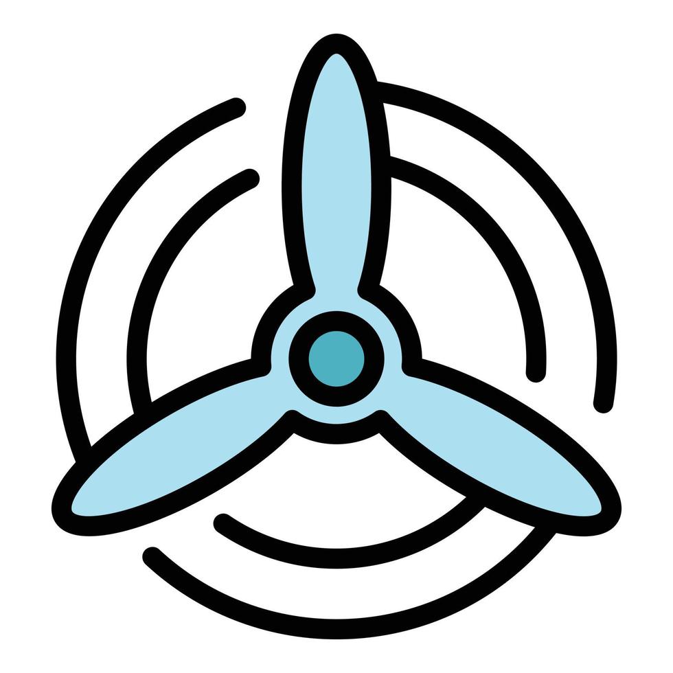 Airplane propeller icon color outline vector