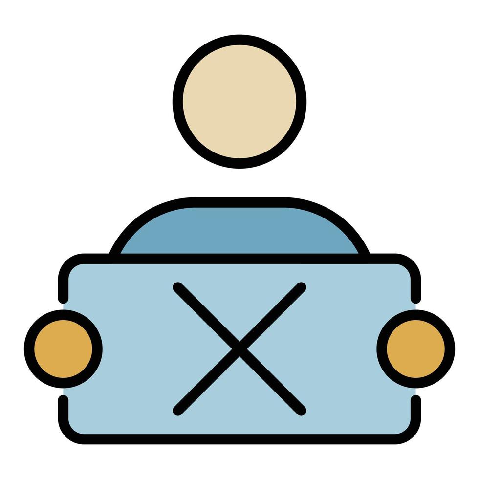 No protest banner icon color outline vector