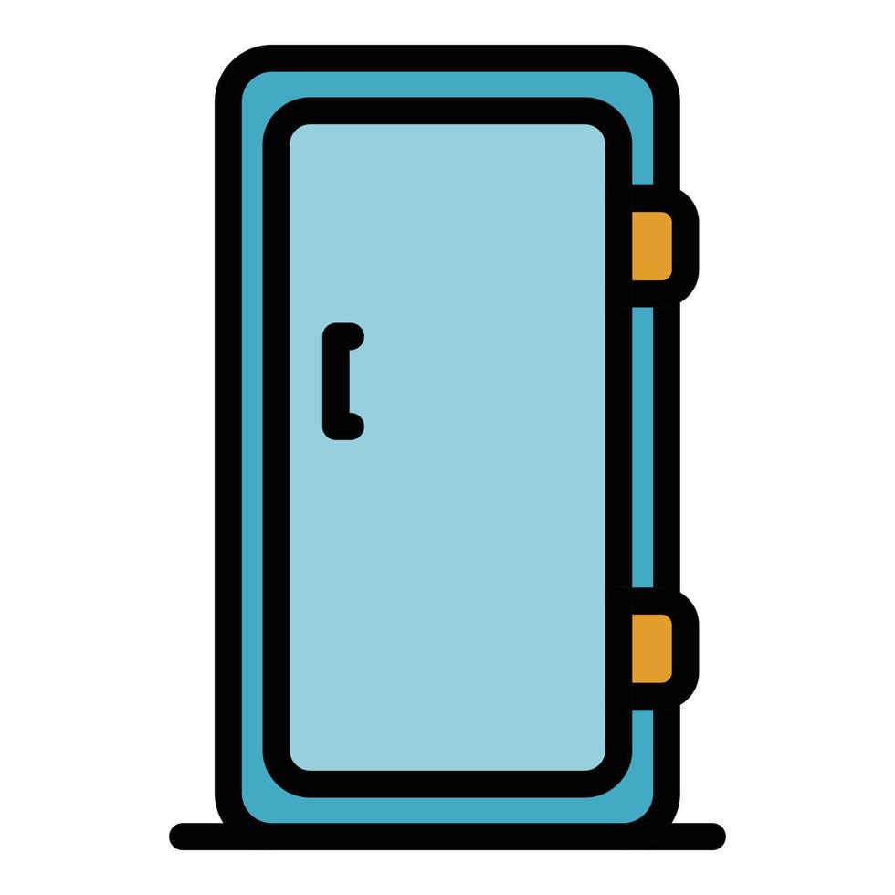 vector de contorno de color de icono de refrigerador de una sola puerta