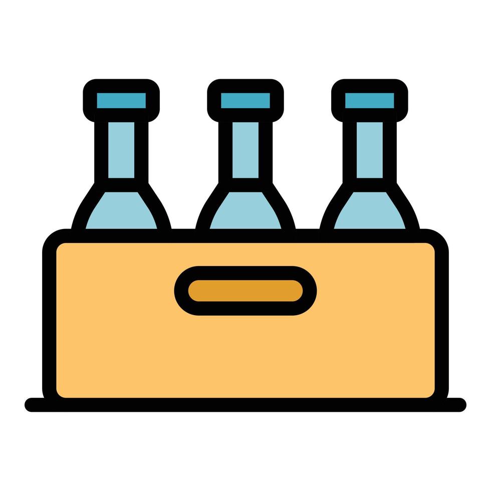 Bottle crate icon color outline vector