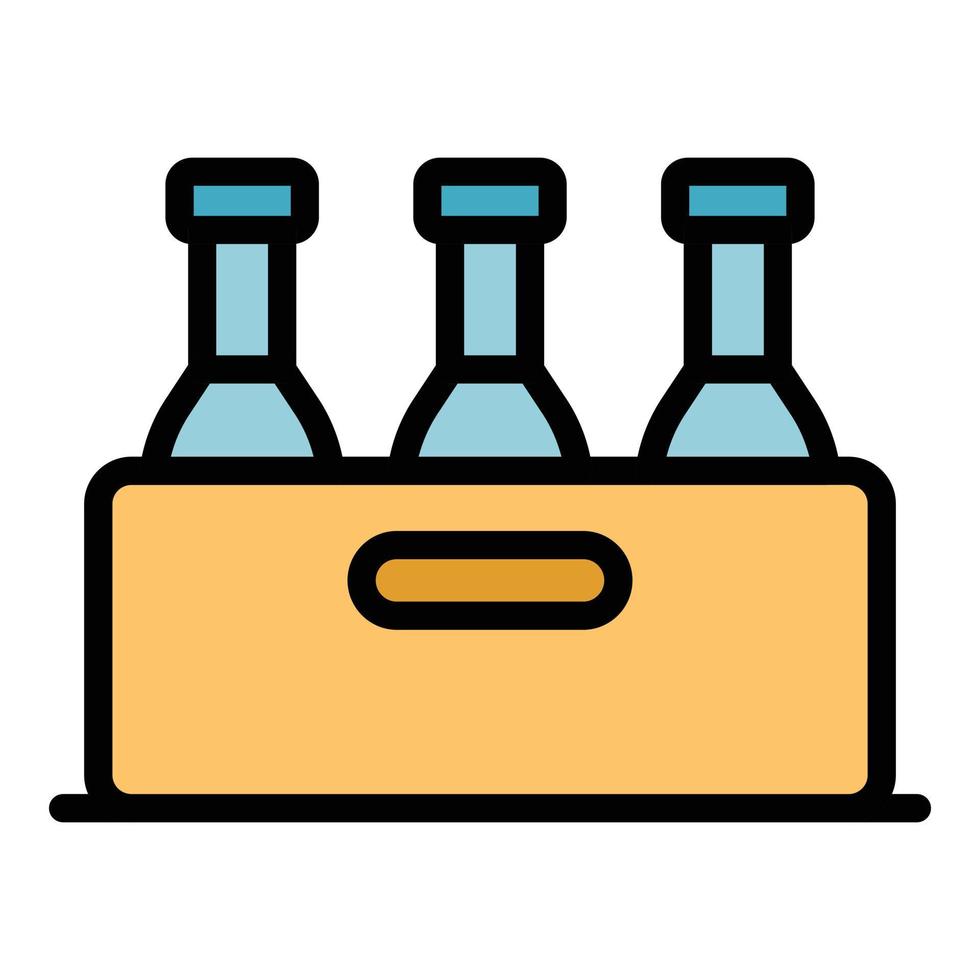 Bottle crate icon color outline vector