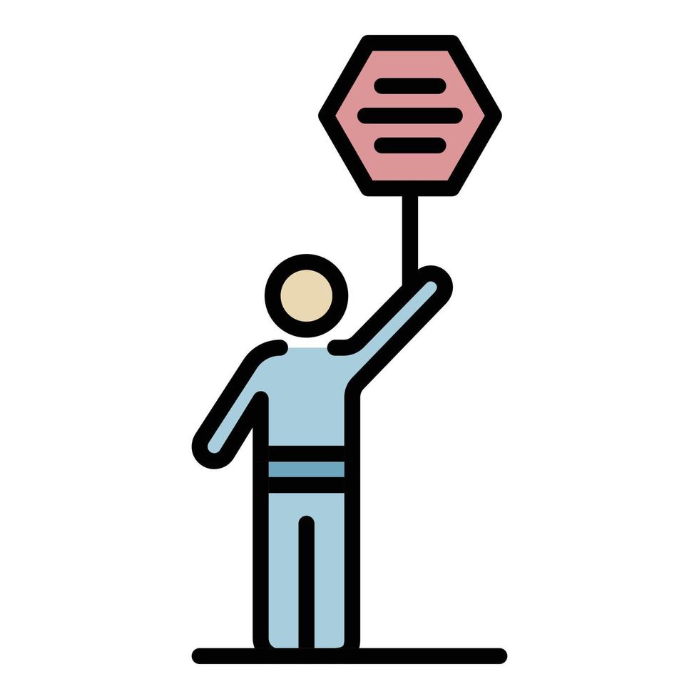 Democracy protest man icon color outline vector
