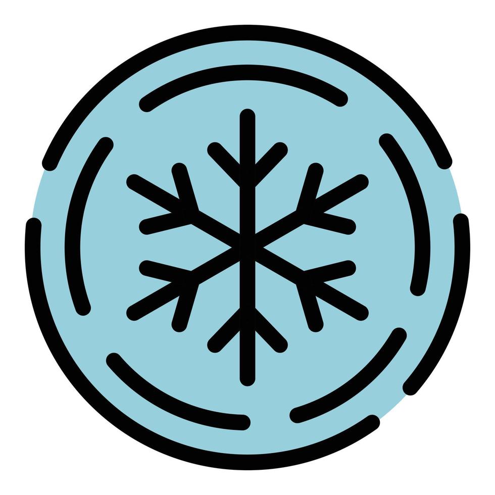 copo de nieve en un vector de contorno de color de icono de círculo