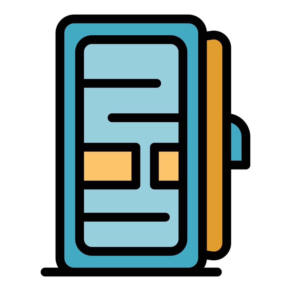 Fridge with open door icon color outline vector