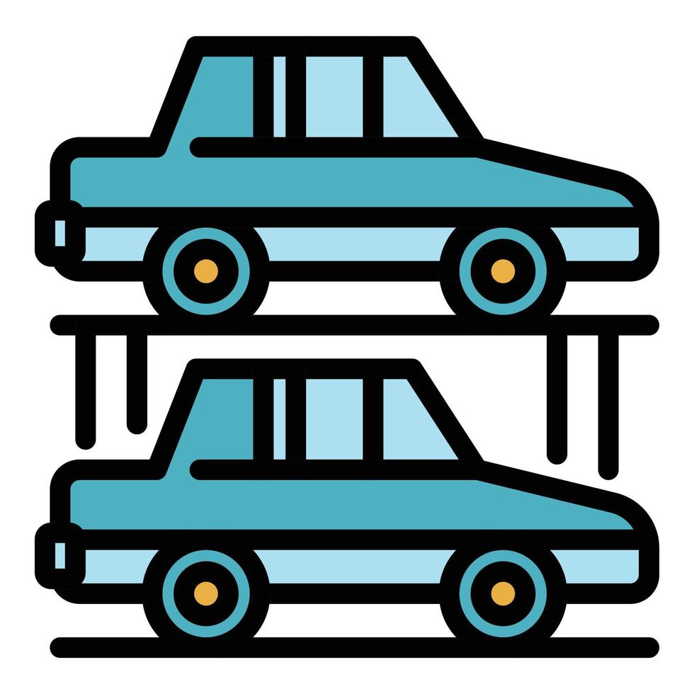 vector de contorno de color de icono de estacionamiento subterráneo de coche