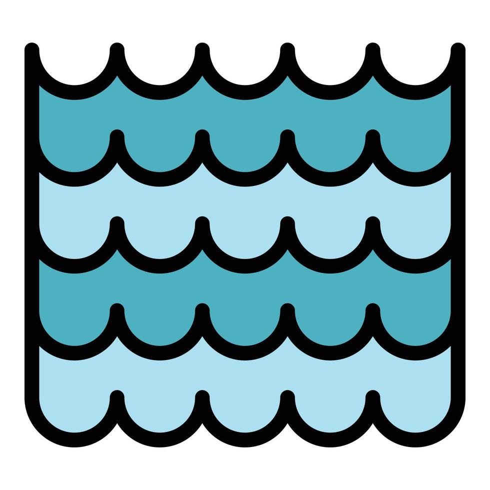 Wave house roof icon color outline vector