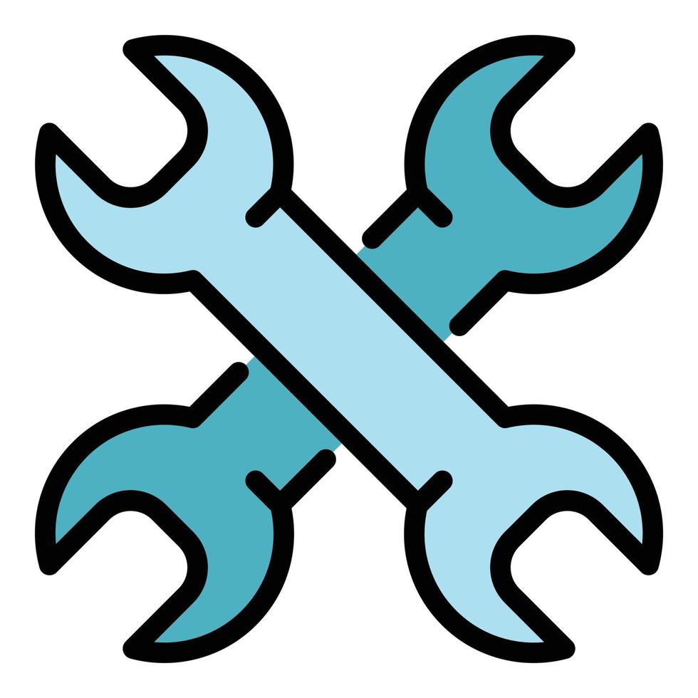 Crossed wrench icon color outline vector