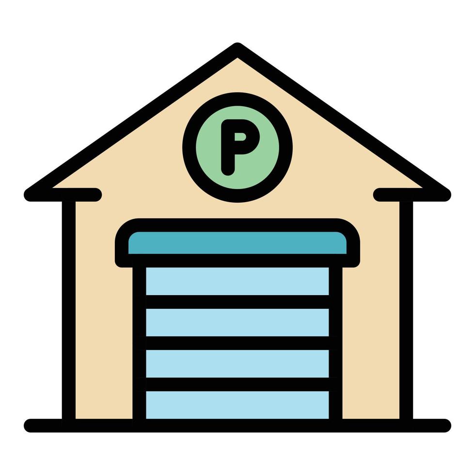 Garage parking icon color outline vector
