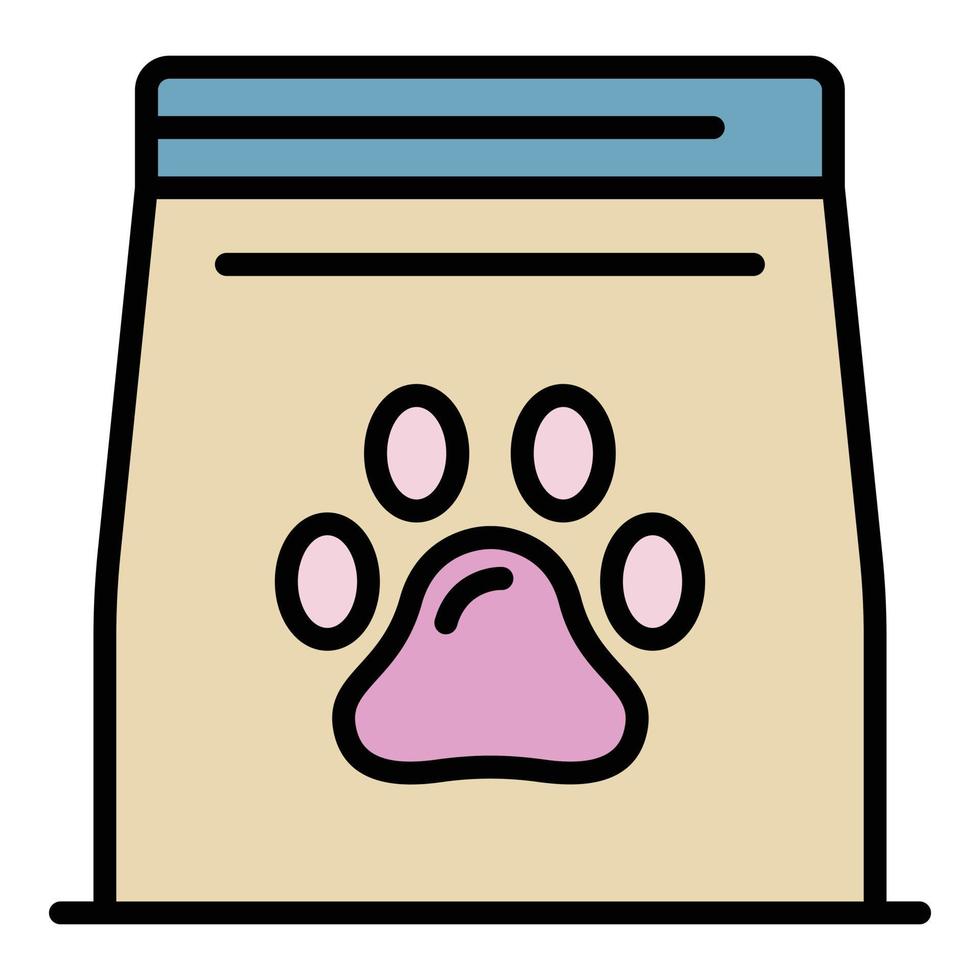 vector de contorno de color de icono de paquete de alimentos para mascotas