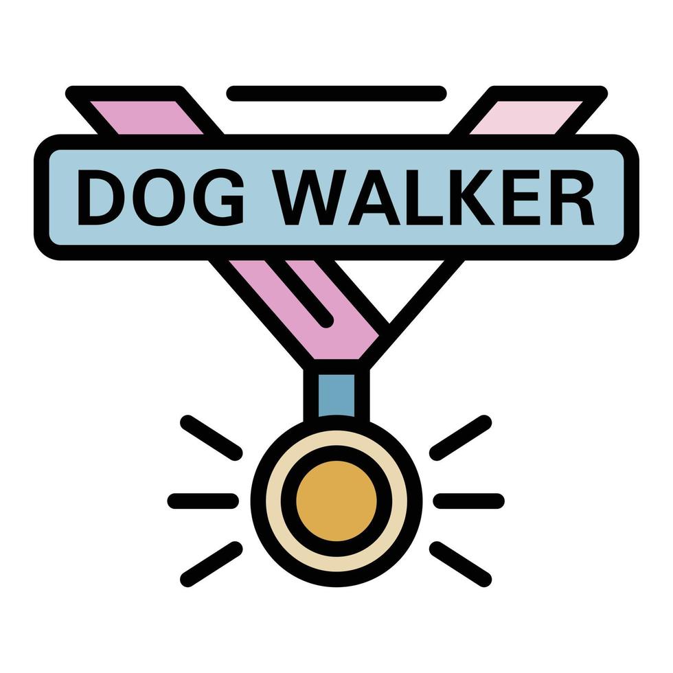 Dog walker reward logo, outline style vector