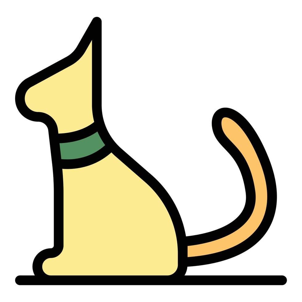 Cat side view icon color outline vector