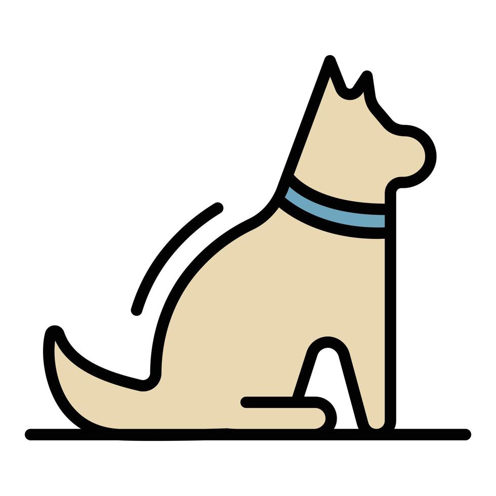 Happy sit dog icon color outline vector