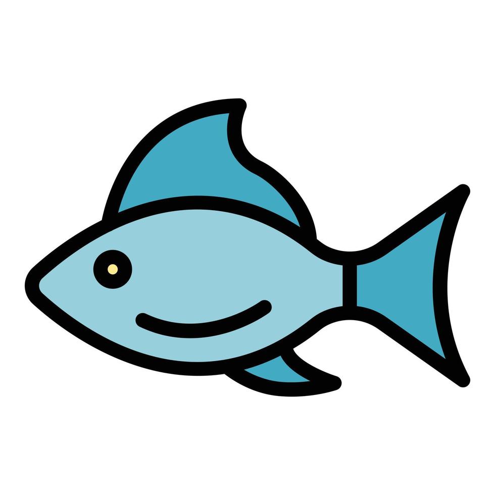 vector de contorno de color de icono de pez enfermo
