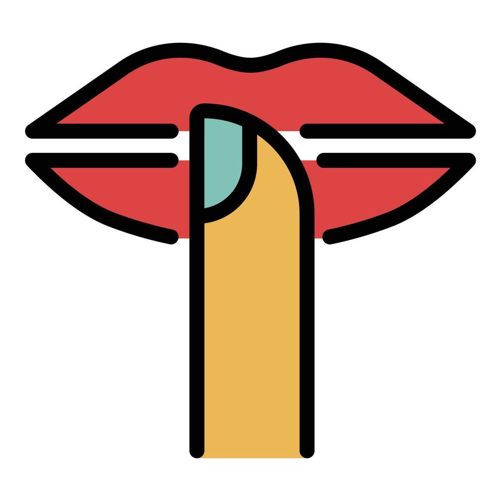 Lips and finger icon color outline vector