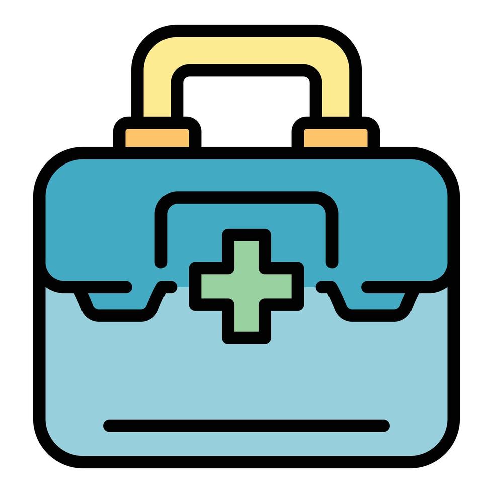 Medical suitcase icon color outline vector