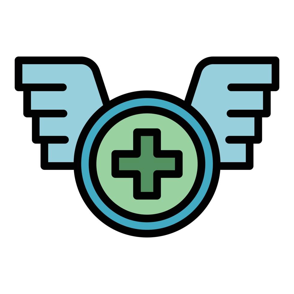 Medical wings icon color outline vector